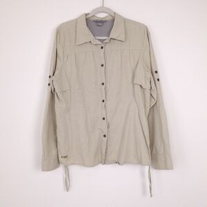 Outdoor Research UPF 50 long sleeve button up hiking shirt trail roll tab vented